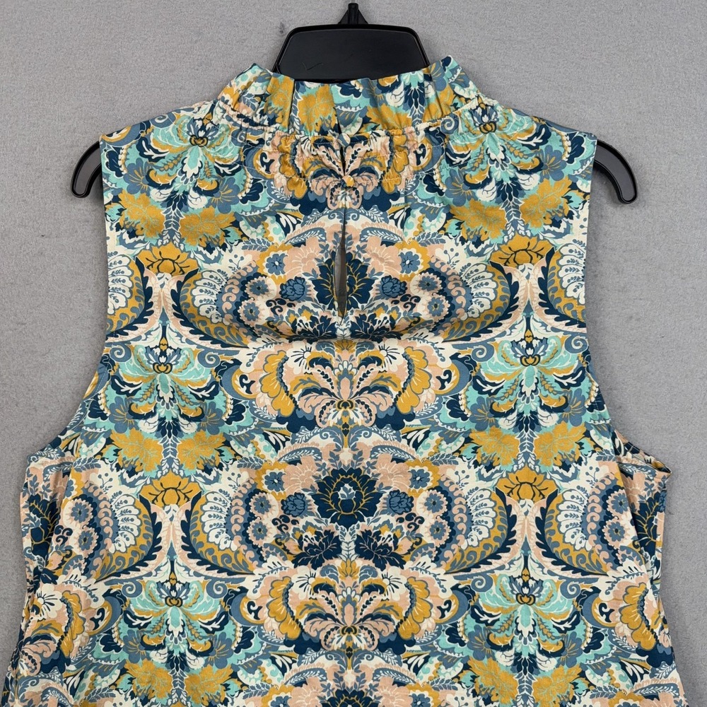 Tyler Boe Dress Womens Medium Blue Floral Boho Sleeveless Shift Ruffle Hem - Picture 7 of 11